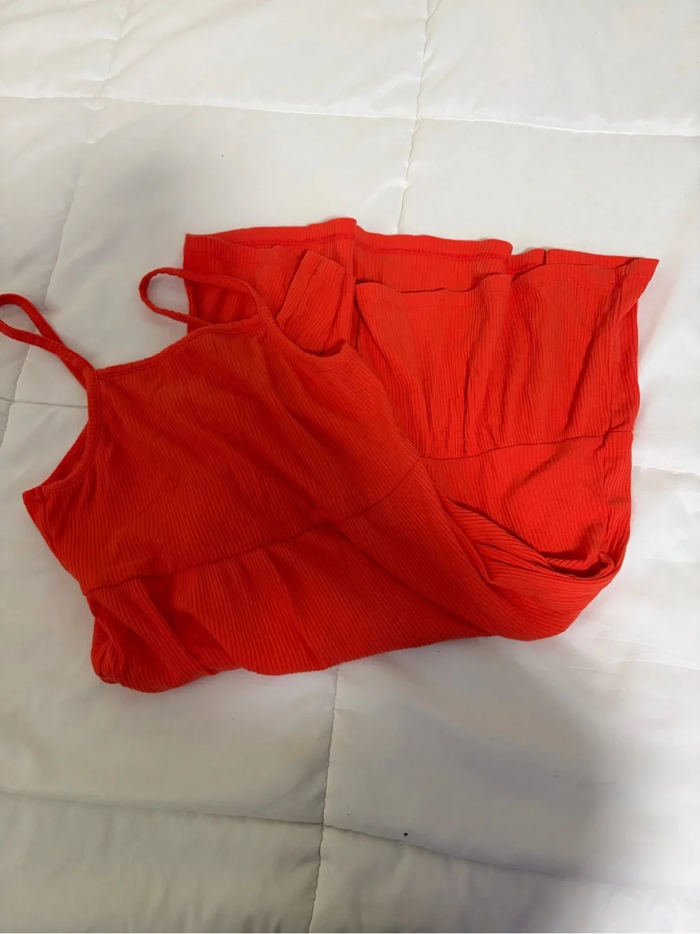 Bright orange Ribbed Spaghetti Strap Dress Kids Large